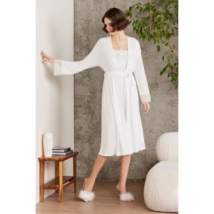 Pierre Cardin Penye Dantelli Gecelik & Sabahlık Takım  - 4005