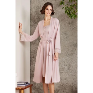 Pierre Cardin Penye Dantelli Gecelik & Sabahlık Takım  - 4005