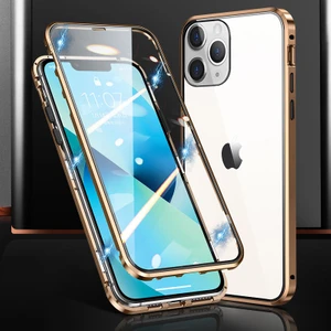 Xstep Case iPhone 15 Pro Manyetik Adsorpsiyon Metal Çerçevesi + Çift Taraflı Temperli Cam Telefon Kapağı Telefon Kılıfı (Yurt Dışından)