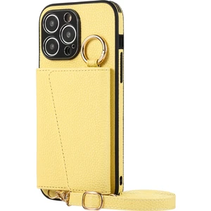 Xstep Case iPhone 15 Pro Kart Tutucu Pu+Pc+Tpu Kickstand Kılıf Kordonlu Darbeye Dayanıklı Telefon Kılıfı (Yurt Dışından)