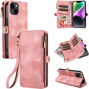 Xstep Case iPhone 15 Plus Anti-Cratch Telefon Kapağı Fermuarlı Cep Cüzdanı Rfıd Engelleme Standı Deri Çantası Kayış (Yurt Dışından)
