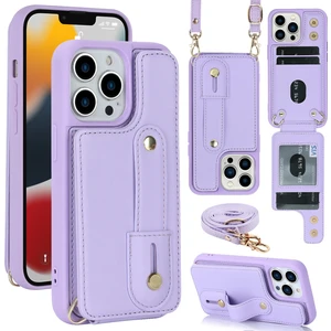 Xstep Case iPhone 15 Pro Max Kart Yuvaları Kickstand Case Pu Deri Kaplamalı Tpu Telefon Kapağı Kayış (Yurt Dışından)