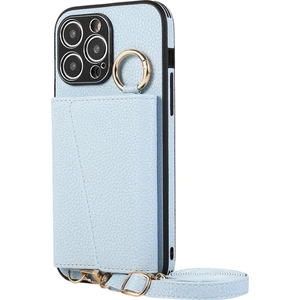 Xstep Case iPhone 15 Pro Kart Tutucu Pu+Pc+Tpu Kickstand Kılıf Kordonlu Darbeye Dayanıklı Telefon Kılıfı (Yurt Dışından)