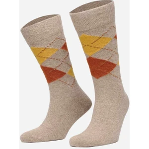 Erkek Koyun Yünü (Lambswool) Tekli Bej Soket Çorap - A-25081-B