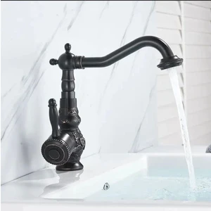 İsaoğlu Yapı Siyah Lavabo Bataryası Rustik Banyo Musluğu Vintage Rustik Tasarım Lavabo Bataryası