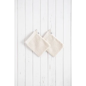 Havlu Banyo Kesesi %100 Pamuk Bukle 2'li Set Kapama Bordürlü Krem 15x20 Cm