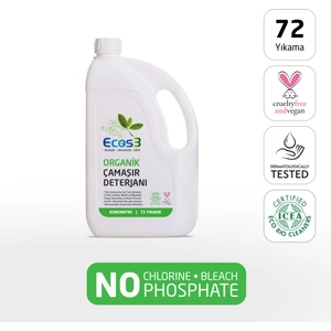 Sıvı Çamaşır Deterjanı, Organik & Vegan Sertifikalı, Ekolojik, Extra Konsantre, 72 Yıkama, 2500ml