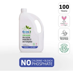 Bulaşık Makinesi Deterjanı Organik & Vegan Sertifikalı, Ekolojik, 7’si Bir Arada, 100 Yıkama, 2500ml