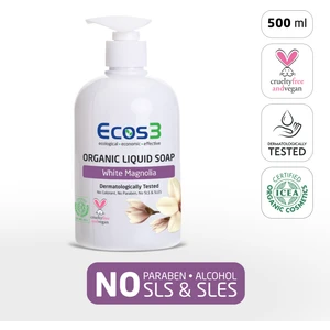Sıvı Sabun, Organik & Vegan Sertifikalı, Ekolojik, Hipoalerjenik, Beyaz Manolya, 500ml