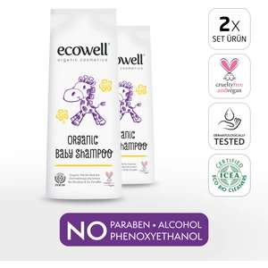Bebek Saç & Vücut Şampuanı, Organik & Vegan Sertifikalı, Parabensiz, Doğal Konak Önleyici 2x300ml