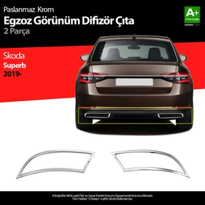 Skoda Superb Krom Egzoz Çıkışı 2 Prç. 2020-2023 A+ Kalite