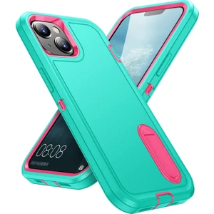 iPhone 15 Standlı Kılıf, Ağır Hizmet Koruması Darbeye Dayanıklı Çizilmez Ince Hafif Koruyucu Dayanıklı Kılıf iPhone 15 Için Sert Kapak 6,1 Inç, Açık Mavi/pembe (Yurt Dışından)