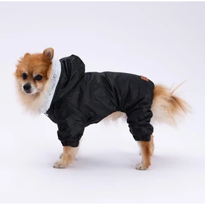 Siyah Kürklü Tulum Yağmurluk Küçük Irk Yağmurluk  Köpek Kıyafeti  Köpek Yağmurluğu