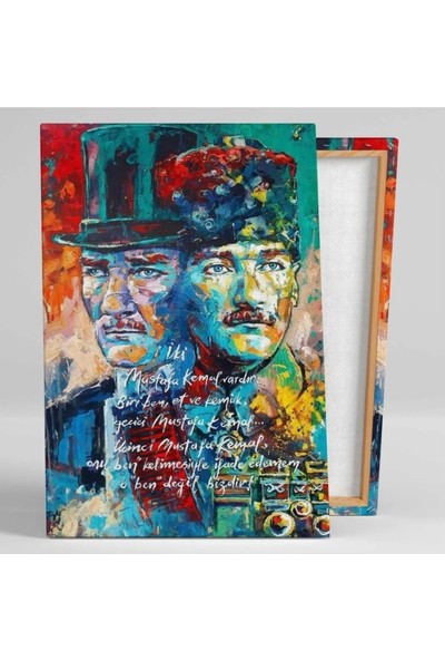 AR AJANS KANVAS TABLO Yağlı Boya Efektli Mustafa Kemal Atatürk Portre Karizma Kanvas Tablo AR030111