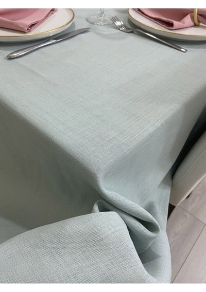 Polyester Keten Dertsiz Masa Örtüsü Mint 12 Peçeteli