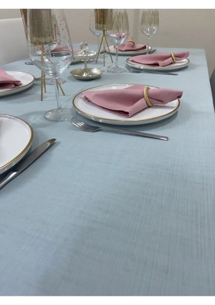 Polyester Keten Dertsiz Masa Örtüsü Mint 12 Peçeteli