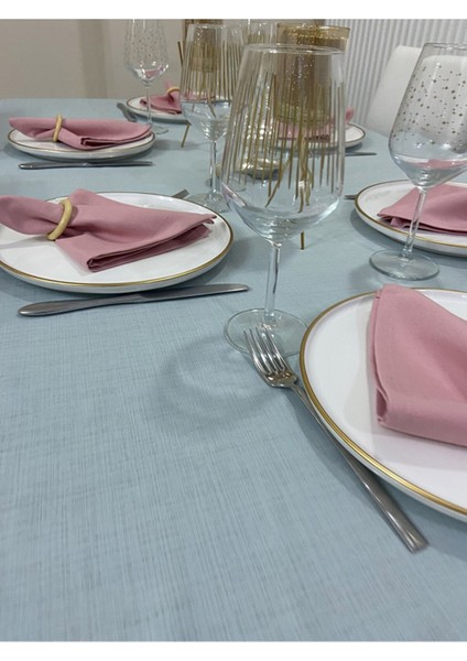Polyester Keten Dertsiz Masa Örtüsü Mint 12 Peçeteli