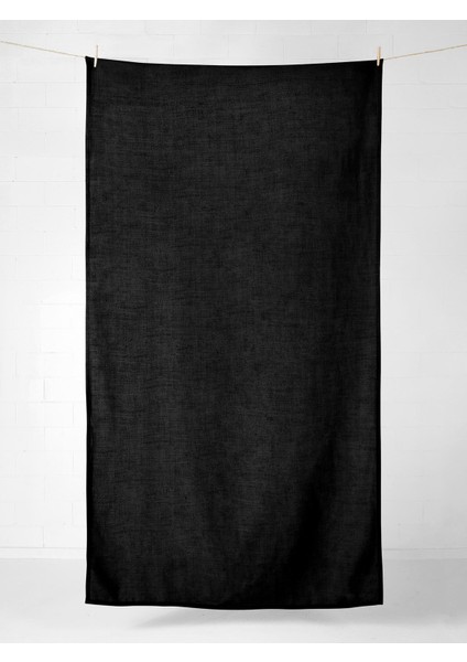Polyester Keten Dertsiz Masa Örtüsü Siyah + 12 Peçete