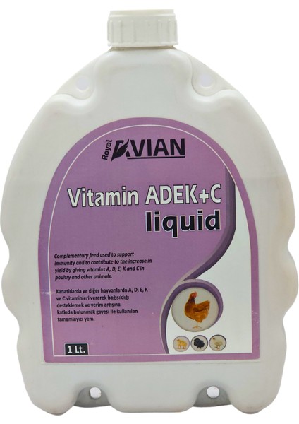 Royal Ilaç Vitamin Adek+C 1lt. Kanatlı Hayvanlar Için Vitamin ve Mineral Destekleyici Yem