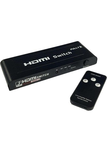 3 Port 3x1 HDMI Switch Kumandalı Adaptörlü