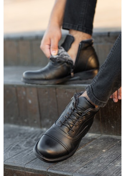 Erkek Deri Kürklü Fermuarlı Kışlık Bot fırsatları