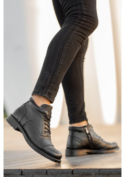 Erkek Deri Kürklü Fermuarlı Kışlık Bot indirimleri