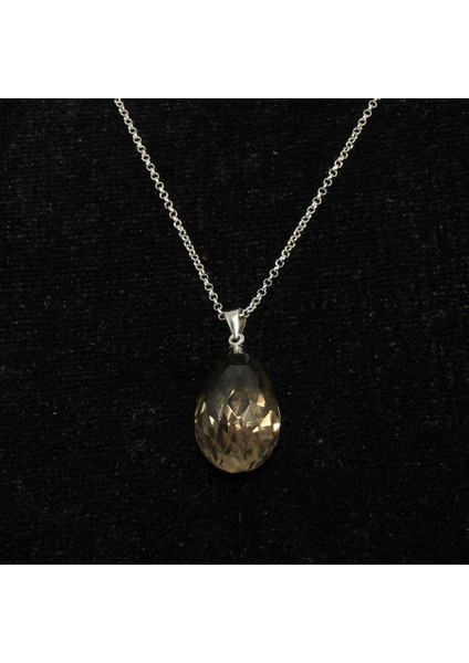 925Ayar Gümüş Smoky Quartz Damla Taşlı Kolye
