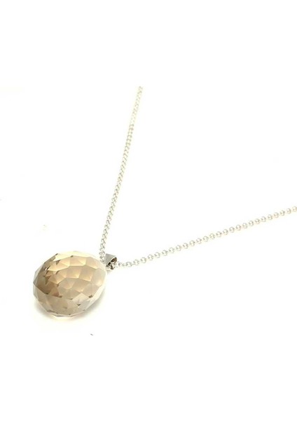 925Ayar Gümüş Smoky Quartz Damla Taşlı Kolye