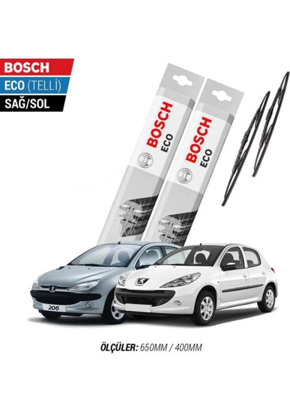 Peugeot 206 2001 Model Silecek Takımı Bosch Eco (Telli)