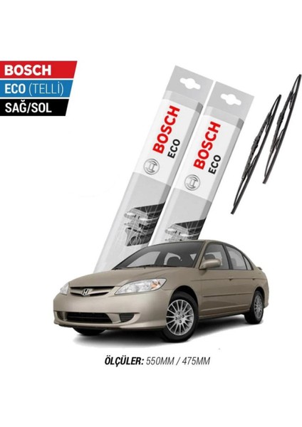 Honda Civic Sedan 2004 Model Silecek Takımı Bosch Eco (Telli)