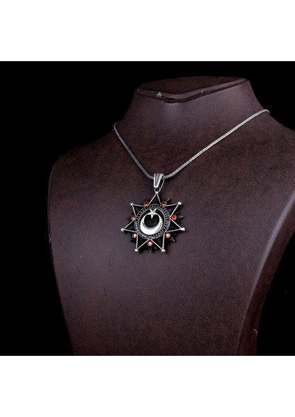 Ayyıldız Model Zirkon Taşlı Madalyon 925 Ayar Gümüş Kolye