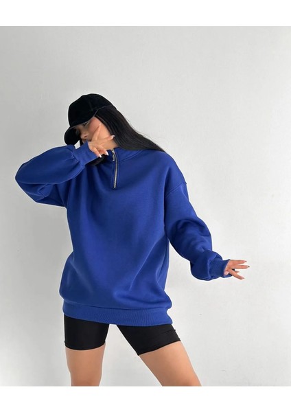 Yarım Fermuarlı Kışlık Şardonlu Pamuklu Sweatshirt fiyatları