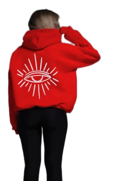 Göz Baskılı Sweatshirt -Şardonlu Kalın