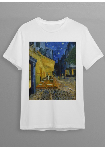 Vincent Van Gogh Kafe Terasta Gece Baskılı Unisex T-Shirt HC02
