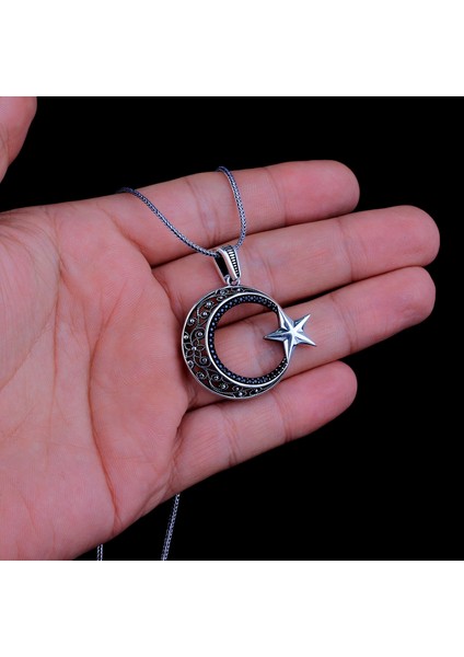Telkari Ayyıldız Model 2 925 Ayar Gümüş Kolye