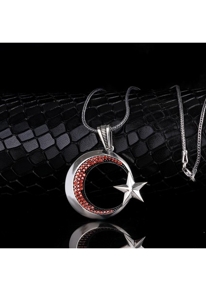 Mikro Taşlı Ayyıldız Model 925 Ayar Gümüş Kolye fiyatları