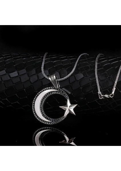 Mikro Taşlı Ayyıldız Model Madalyon 925 Ayar Gümüş Kolye fiyatları