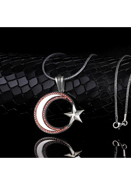 Mikro Taşlı Ayyıldız Model 2 Madalyon 925 Ayar Gümüş Kolye fiyatları