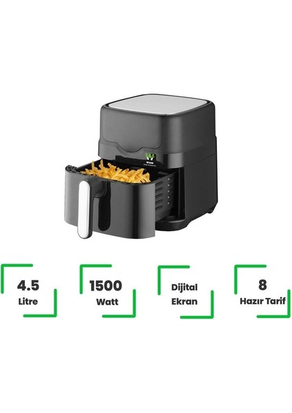 Air Fryer 4.5 Litre Siyah Akıllı Fritöz