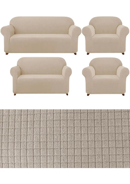 Likrali 3+2+1+1 Lastikli Koltuk Takımı Kılıfı. Çekyat Koltuk Örtüsü Streç Esnek Kanepe Kılıfı UERE539.