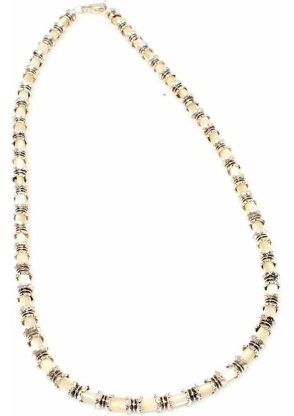 925 Ayar Gümüş Silindirik Taşlı Kolye