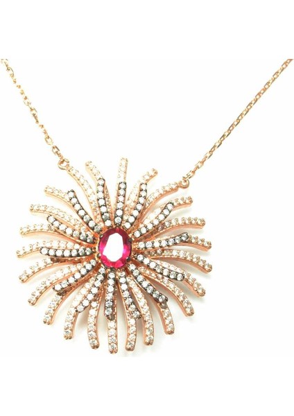 925 Ayar Rose Gümüş Yakut Taşlı Tılsım Kolye fiyatları
