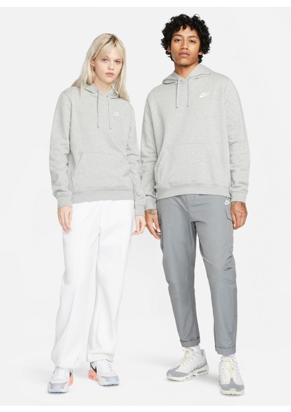 Siyah - Gri - Gümüş Kapüşonlu Kadın Sweatshirt DQ5793-063 W Club Flc Std Po Hdy