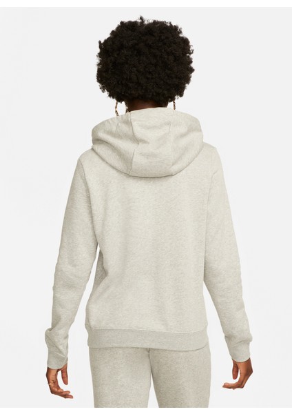 Siyah - Gri - Gümüş Kapüşonlu Kadın Sweatshirt DQ5793-063 W Club Flc Std Po Hdy