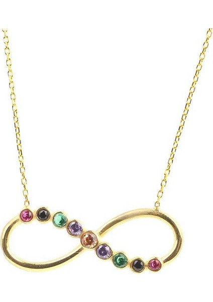 925 Ayar Gümüş Renkli Taşlı Sonsuzluk Kolye fiyatları