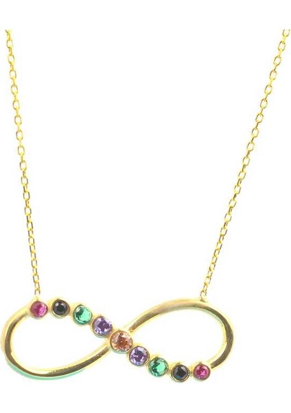 925 Ayar Gümüş Renkli Taşlı Sonsuzluk Kolye modelleri