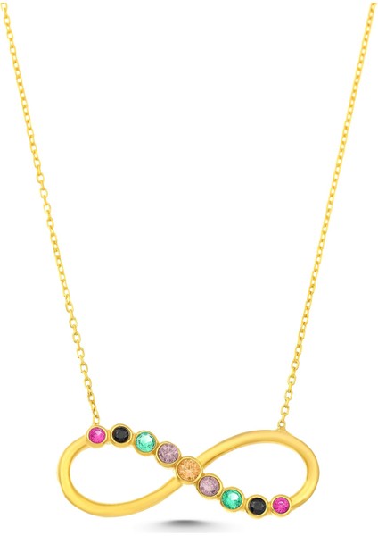 925 Ayar Gümüş Renkli Taşlı Sonsuzluk Kolye indirimleri