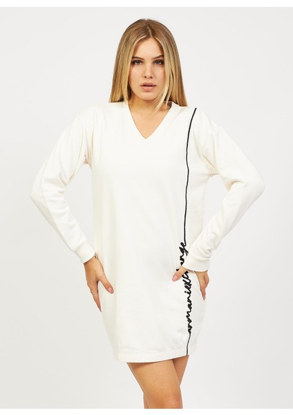 Bisiklet Yaka Baskılı Ekru Kadın Sweatshırt 6RYM11 fiyatları