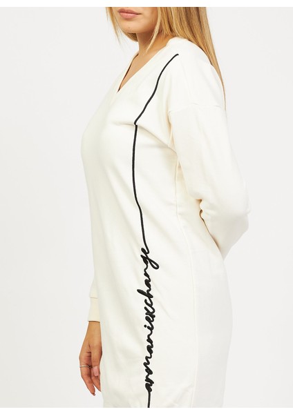 Bisiklet Yaka Baskılı Ekru Kadın Sweatshırt 6RYM11 fırsatları