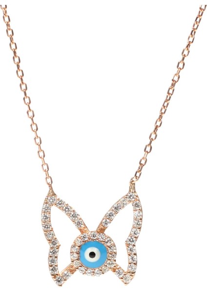 925 Ayar Gümüş Nazar Boncuklu Kelebek Kolye